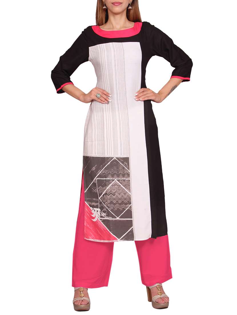 white rayon straight kurta