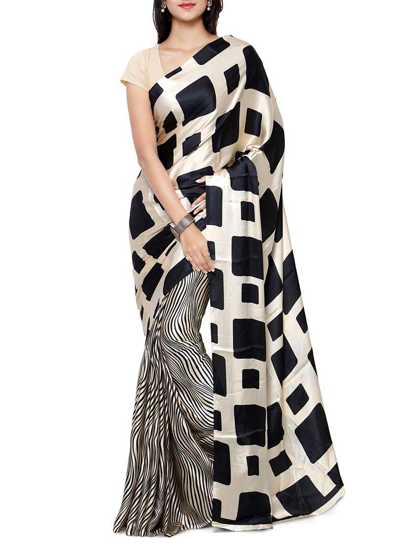 black half and half saree with blouse