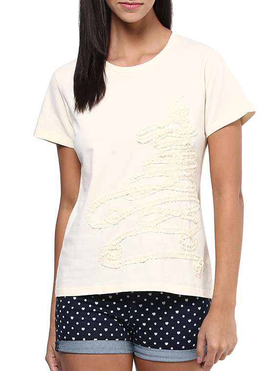 white embroidered cotton tee