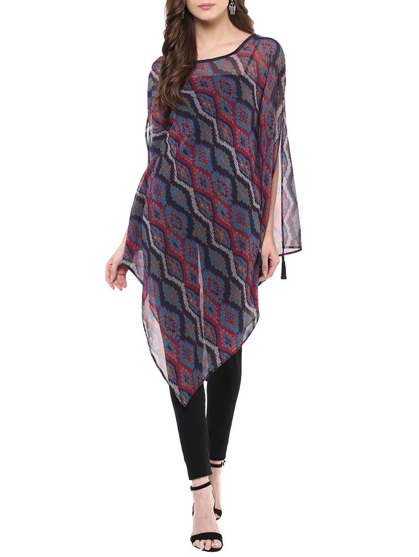 multicolored printed georgette kaftan