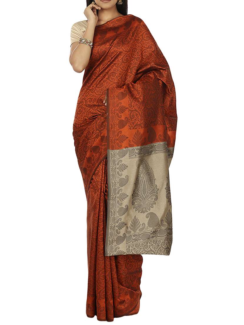 rust orange chanderi saree