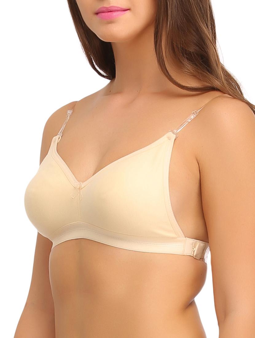 beige cotton t-shirt bra - 12132176 - Standard Image - 1