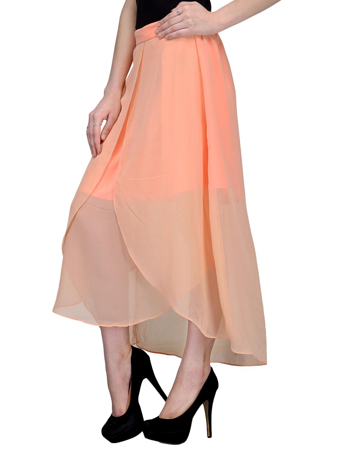 orange georgette asymmetric skirt - 12132492 -  Standard Image - 1