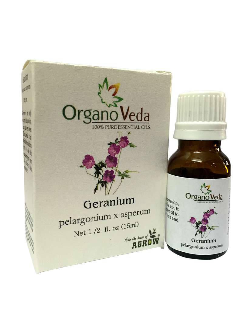 organo veda  geranium esssential oil, anxiety and stressc control, 15ml