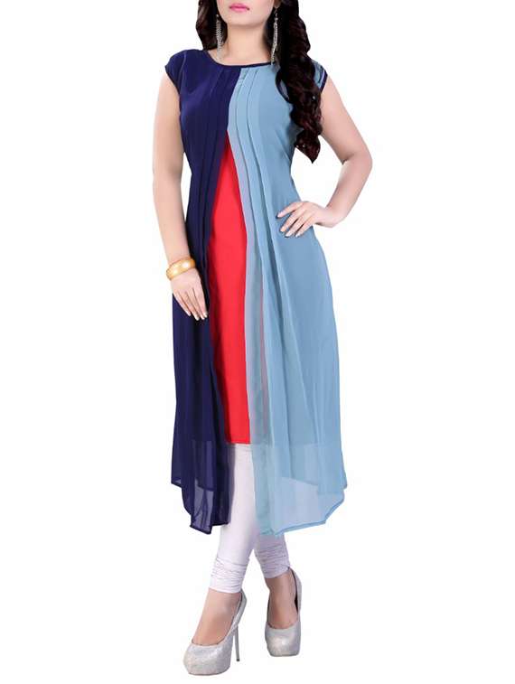 blue georgette layered kurta
