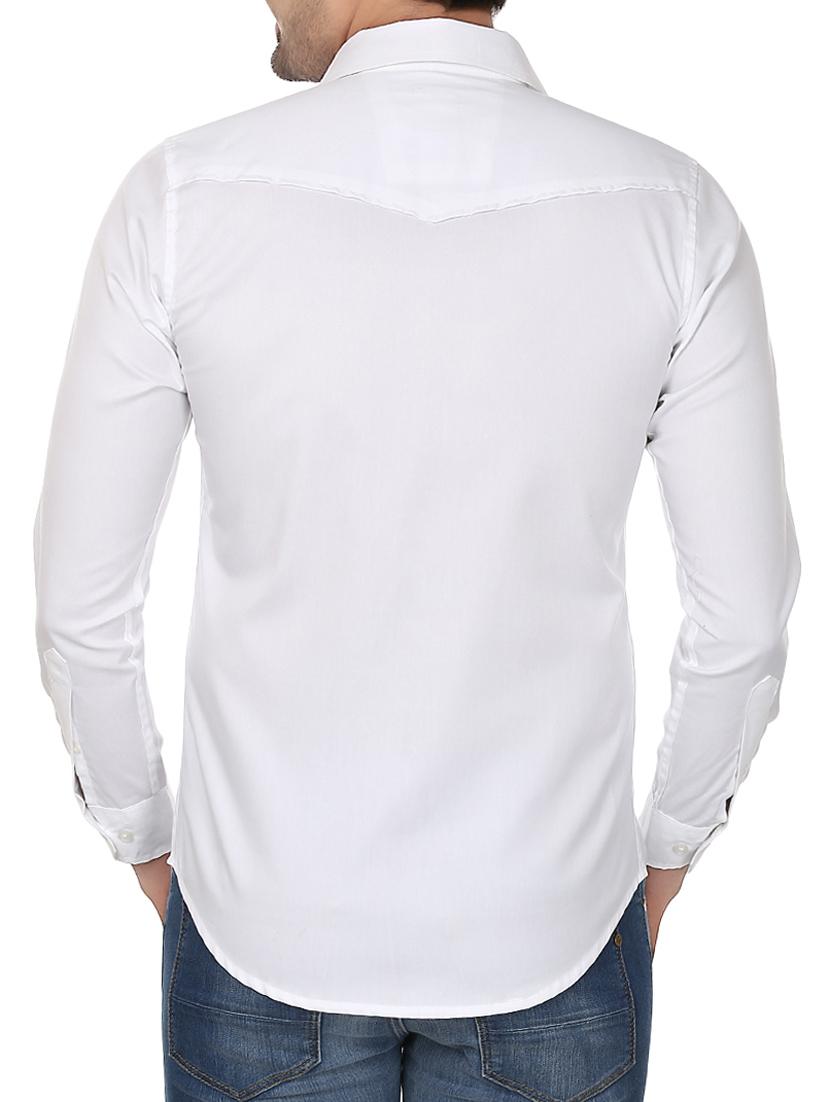 solid white cotton casual shirt - 12145032 - Standard Image - 1