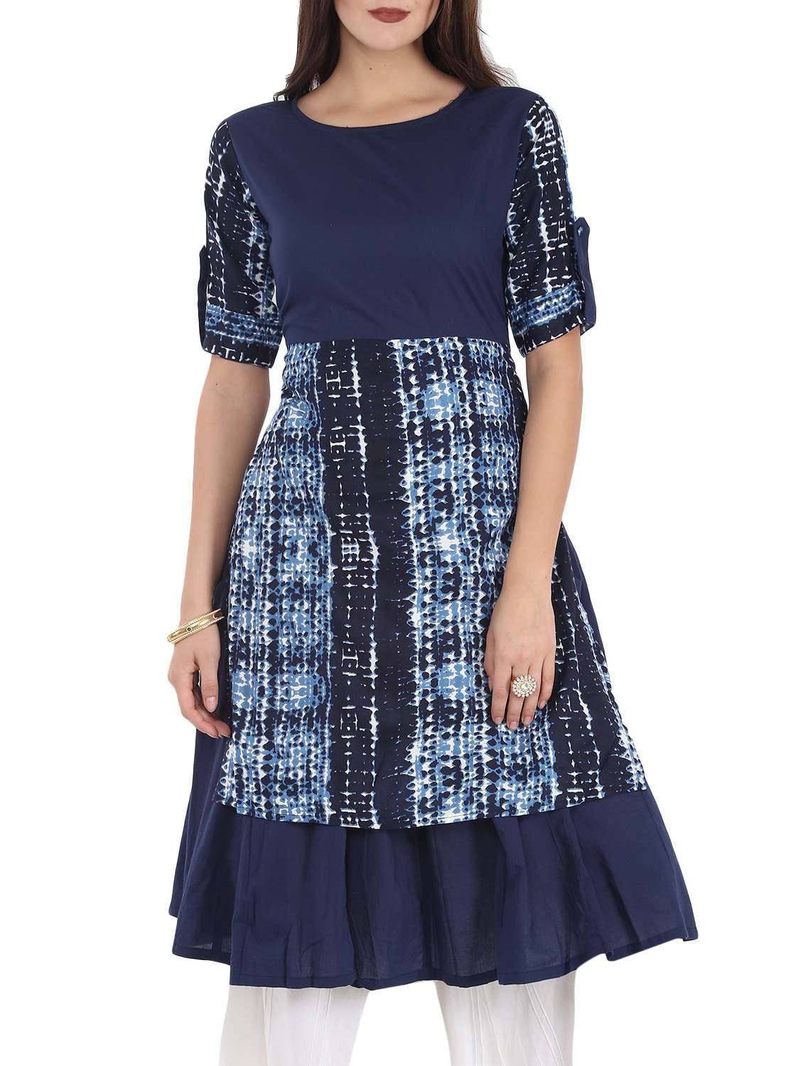 indigo rayon printed kurta