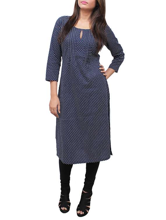 blue cotton straight kurta