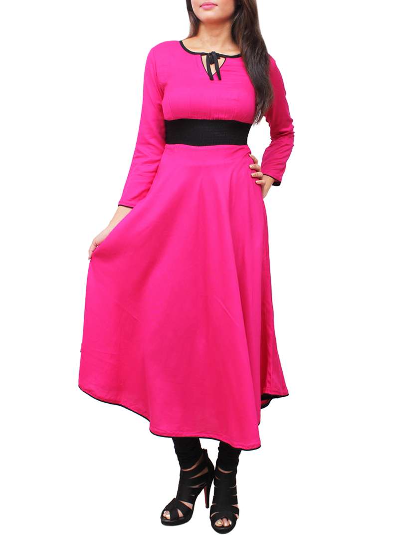 magenta viscose flared kurta