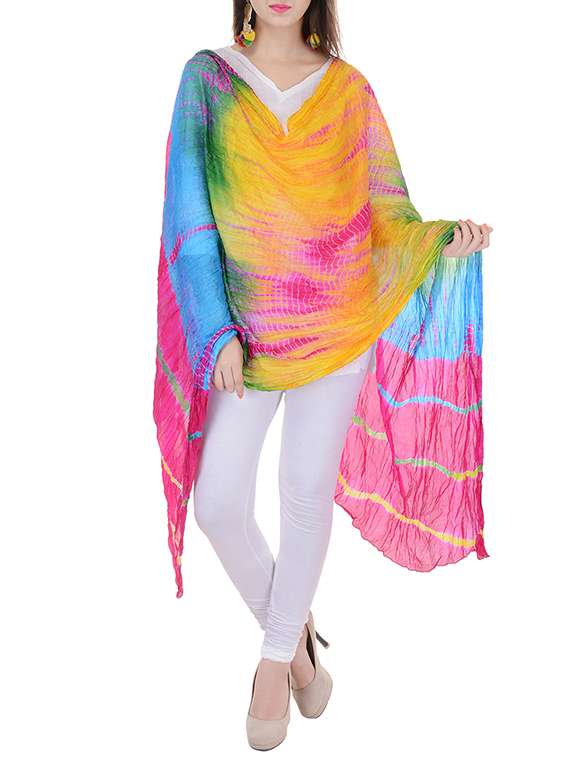 multi colored pure silk dupatta