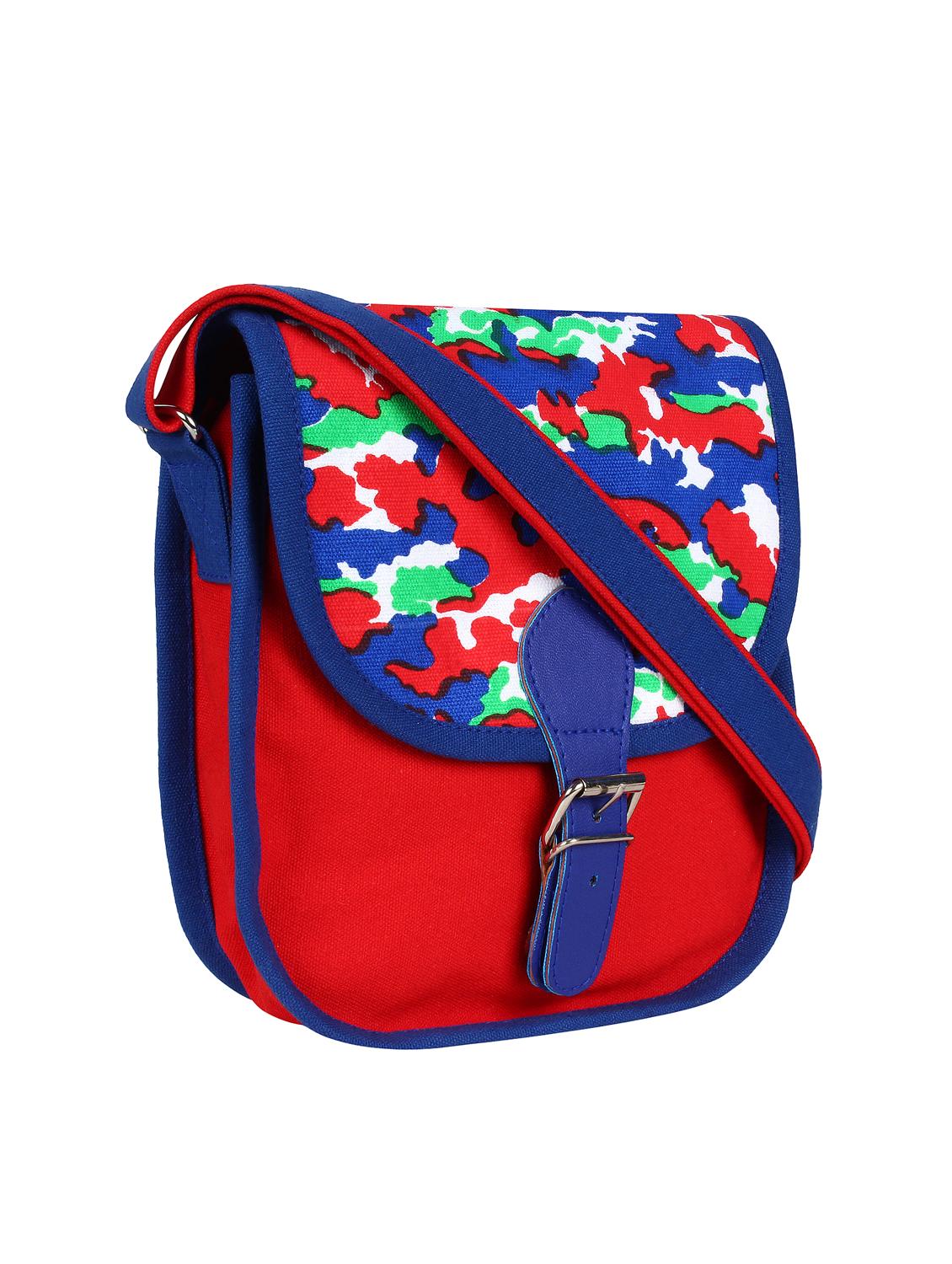 red printed canvas sling bag - 12155979 - Standard Image - 4