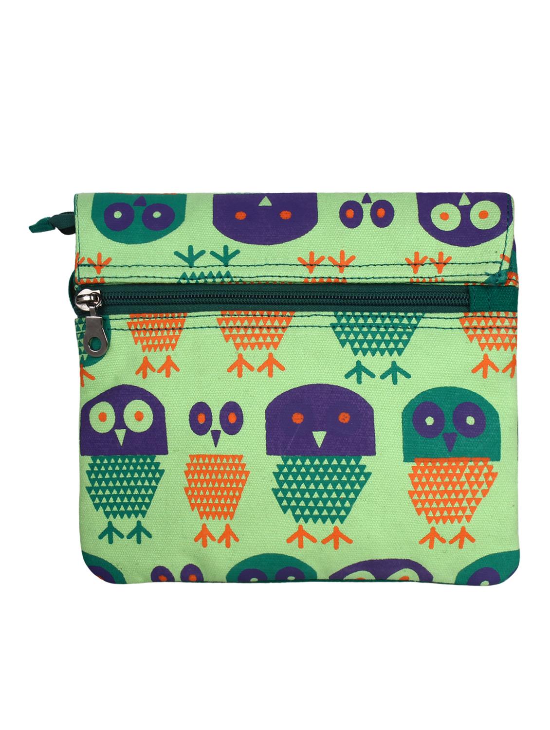 green printed canvas sling bag - 12155986 -  Standard Image - 1