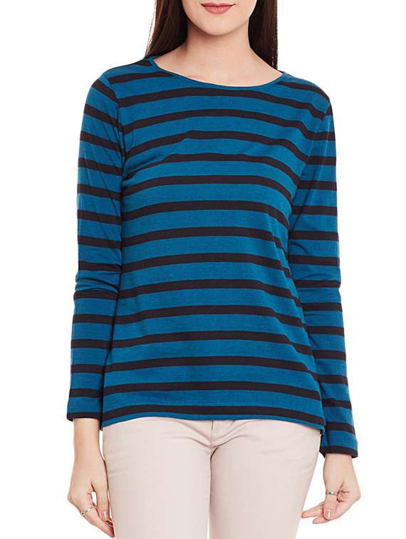 blue cotton striped tee