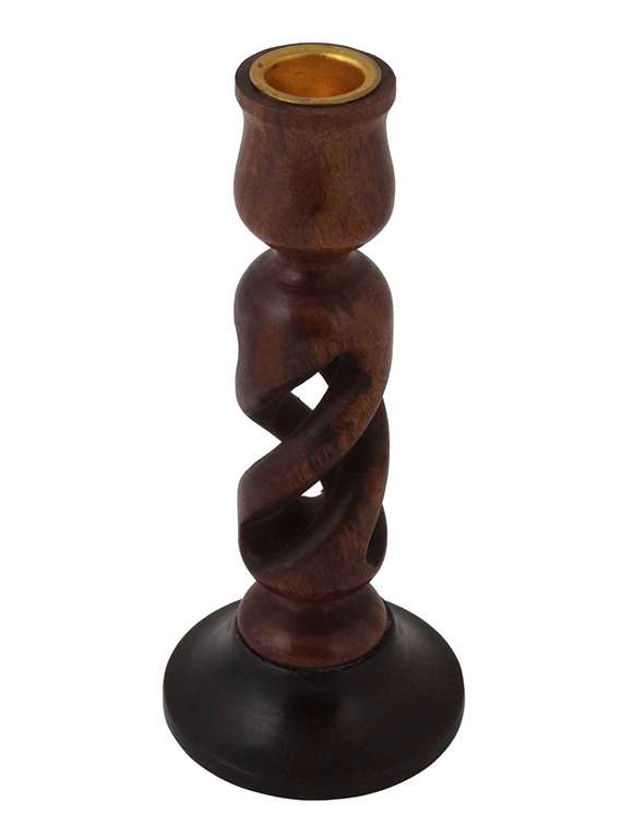 desi karigar wooden candlestick holders / candle stand 7 inch wood candle stand