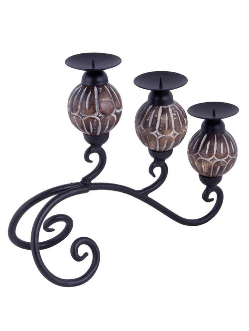 brown wooden candle stand - 12163920 - Standard Image - 0
