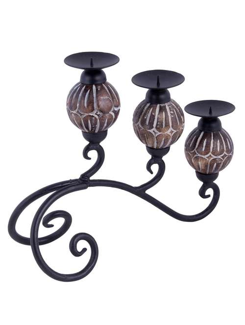 brown wooden candle stand