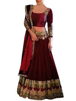 red silk aline lehenga