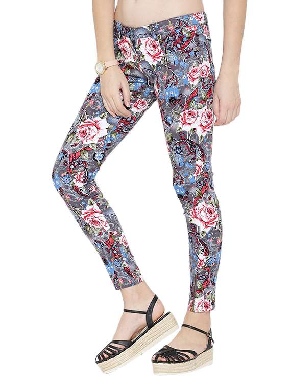 grey cotton printed trouser - 12165431 -  Standard Image - 1