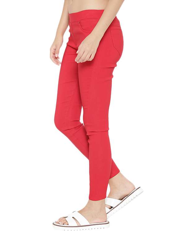 red cotton jeggings - 12165433 - Standard Image - 1