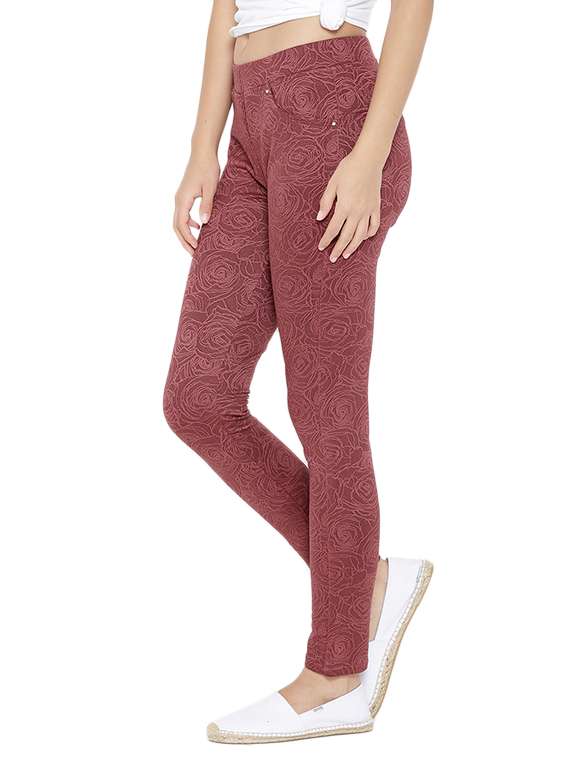 brown floral cotton jegging - 12165456 - Standard Image - 1