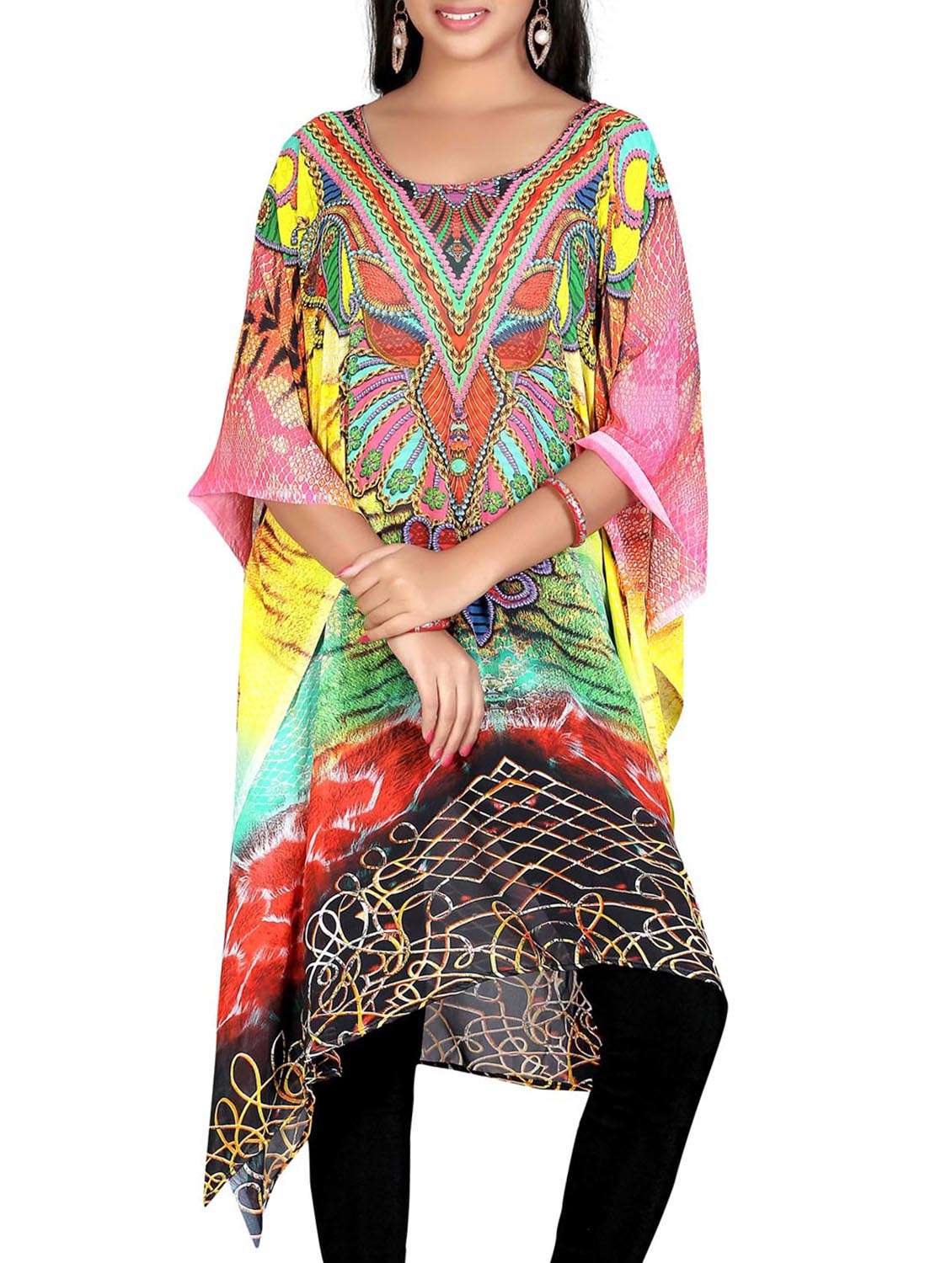 multi colored georgette kaftan