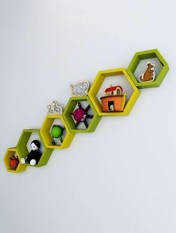  hexagon shape set of 6 wall shelves - 12167613 -  Standard Image - 1