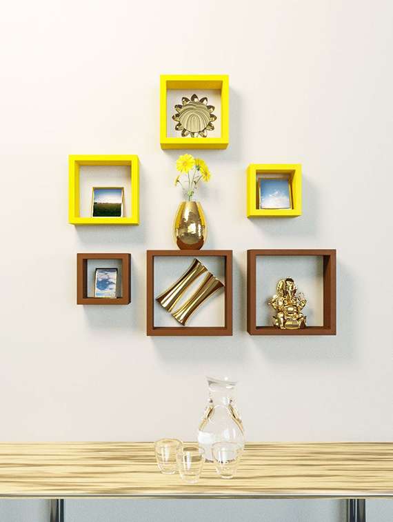  square shape set of 6 wall shelves