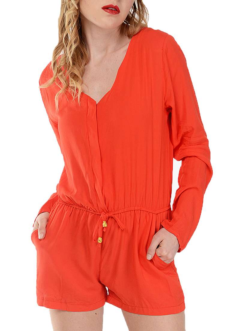 red cotton romper jumpsuit