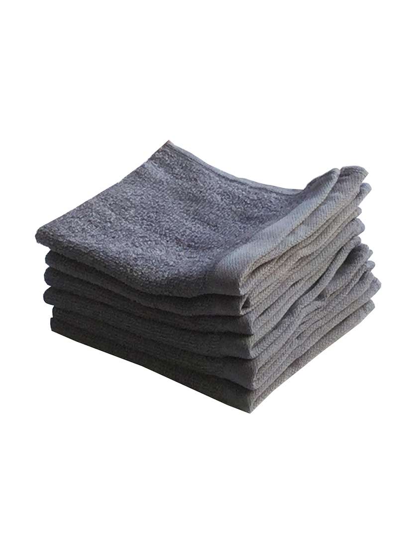 lushomes cotton navy blue face towel set (pack of 6)