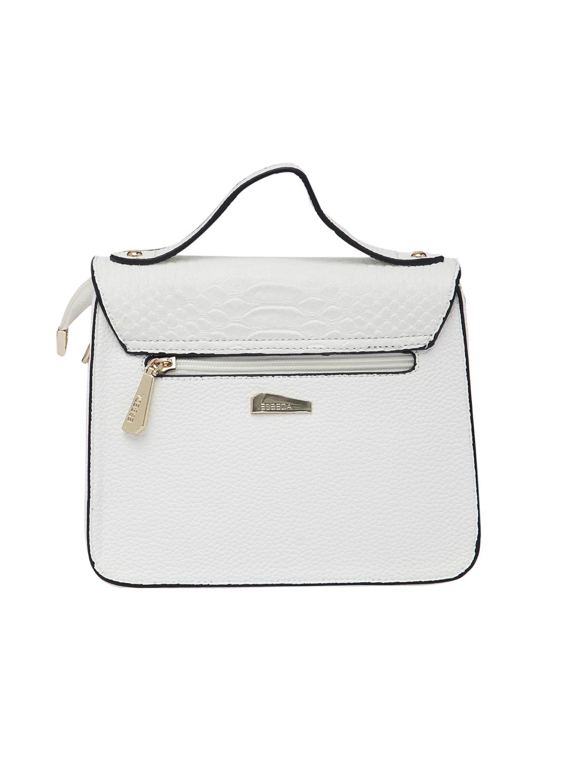white texured synthetic leather handbag cum sling - 12184891 - Standard Image - 1