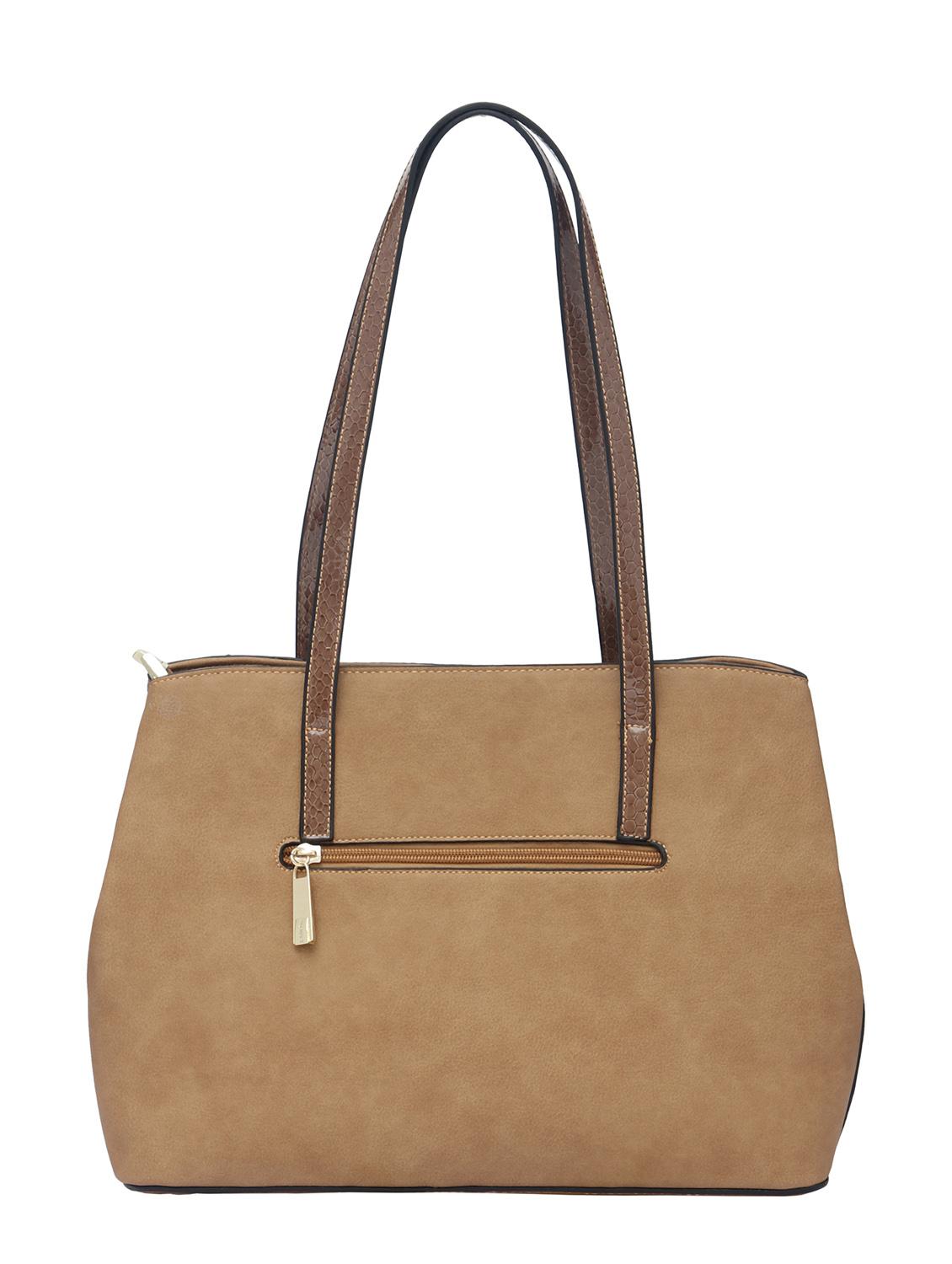 brown synthetic leather handbag - 12184894 - Standard Image - 1