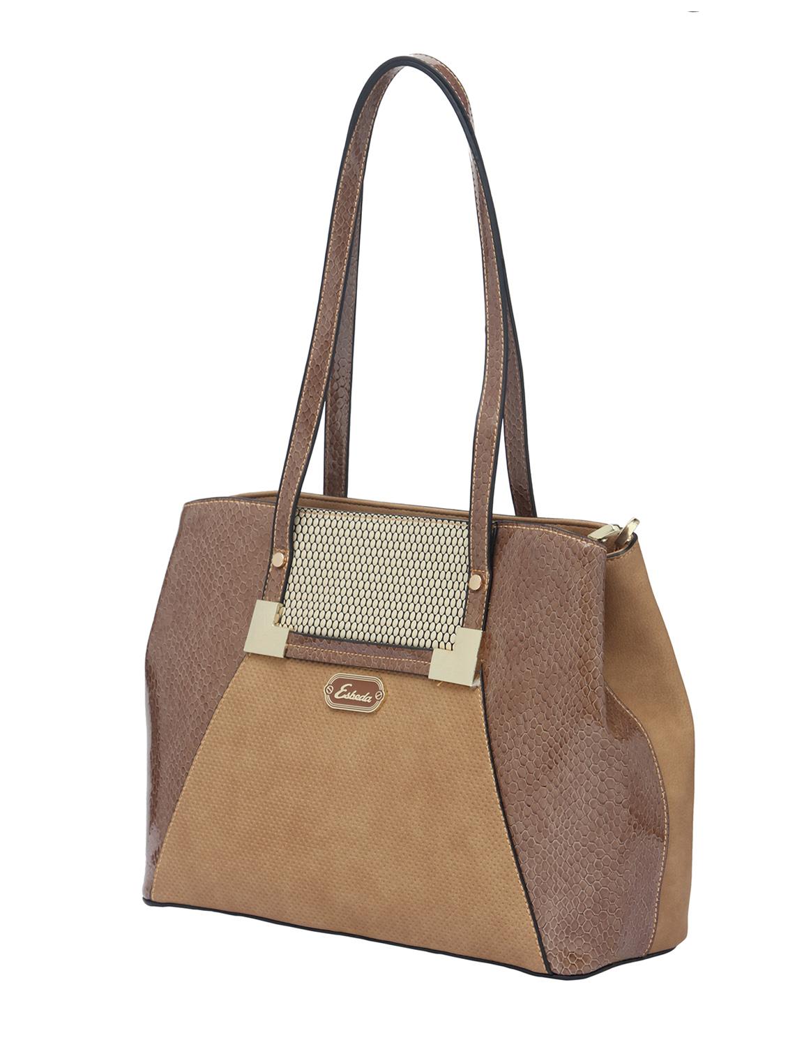 brown synthetic leather handbag - 12184894 - Standard Image - 4