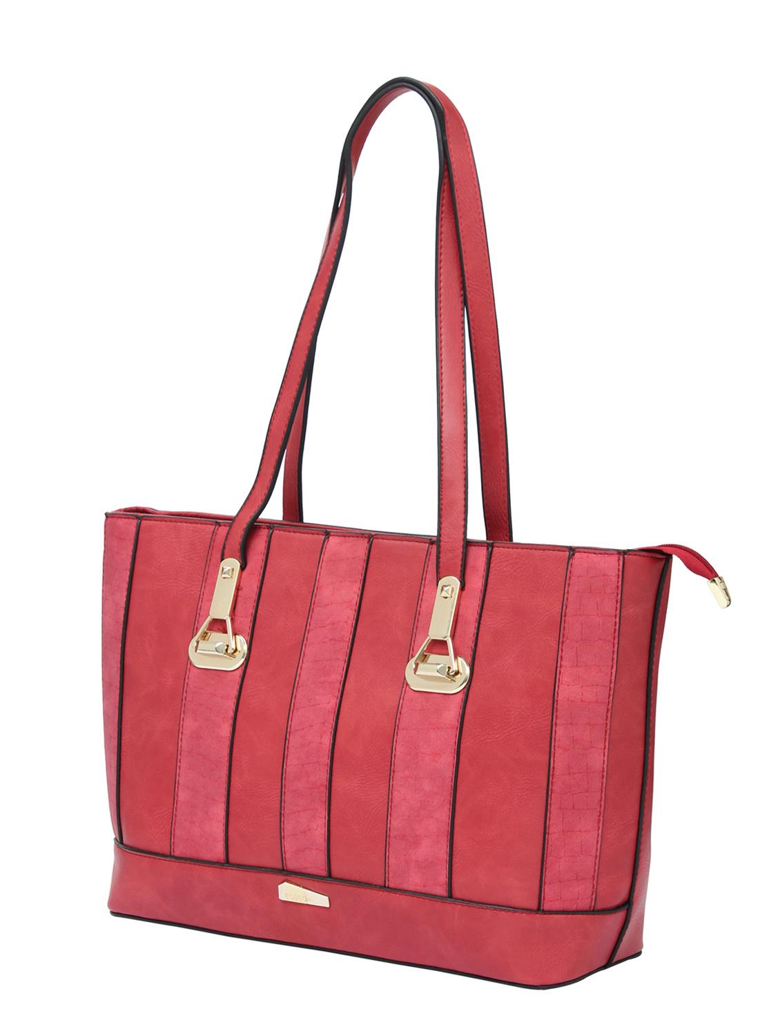 red synthetic leather handbag - 12184901 - Standard Image - 4