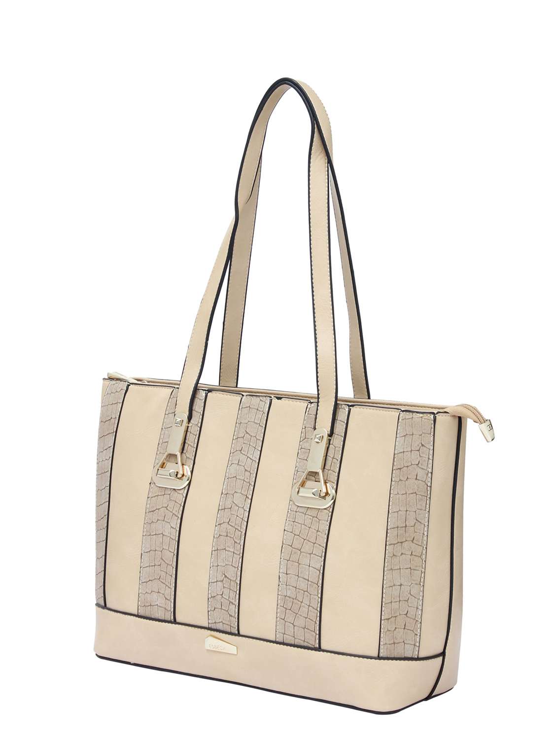beige textured synthetic leathe) handbag - 12184902 -  Standard Image - 4