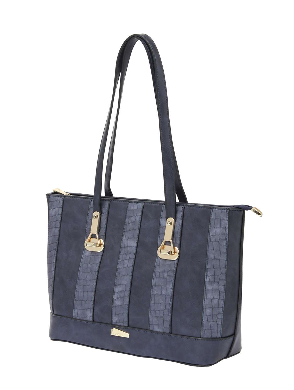 blue textured synthetic leather handbag - 12184903 - Standard Image - 4