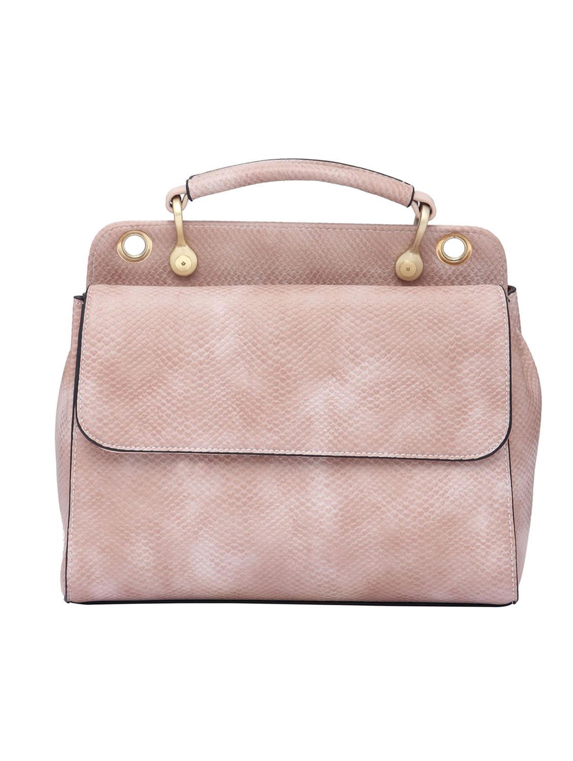 pink textured synthetic leather handbag with sling - 12184911 -  Standard Image - 1