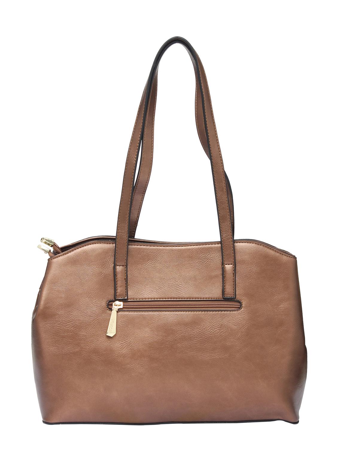 brown textured synthetic leather handbag - 12184919 - Standard Image - 1
