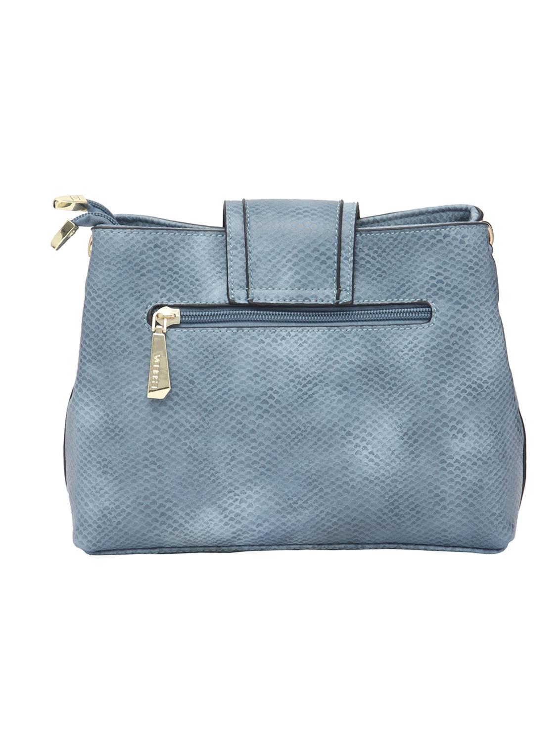 blue textured synthetic leather sling bag - 12184928 - Standard Image - 1