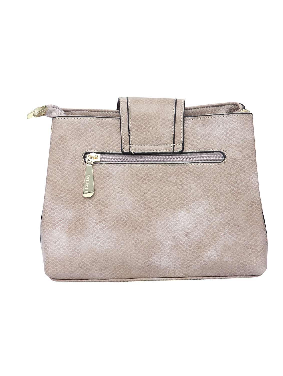 beige textured synthetic leather sling bag - 12184930 - Standard Image - 1