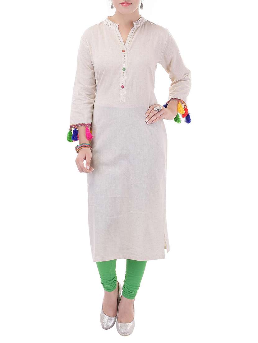 cream khadi straight kurta