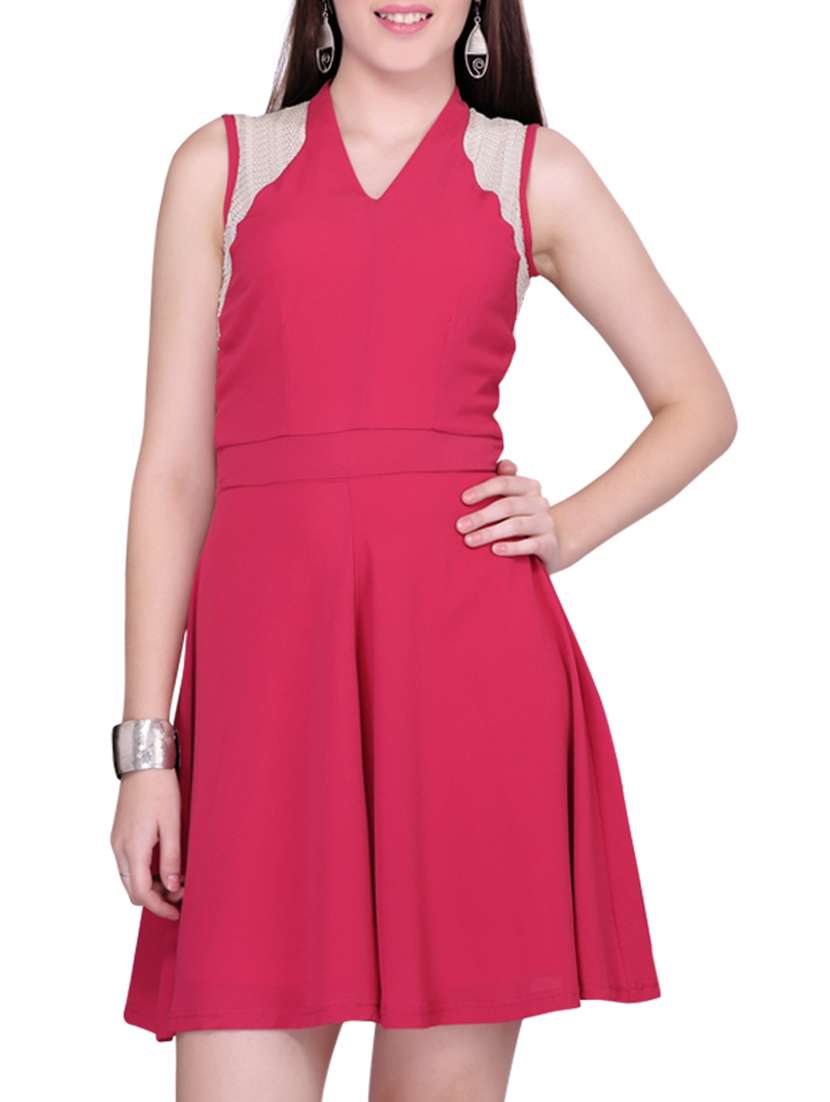 pink georgette fit & flare dress