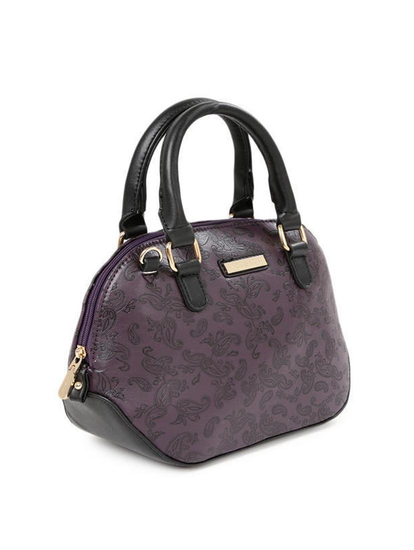 purple synthetic leather handbag with sling - 12203209 - Standard Image - 4