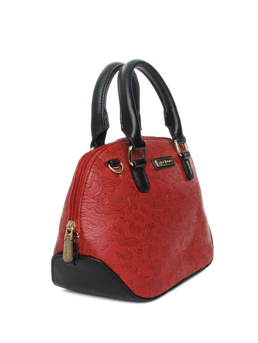red synthetic leather embossed handbag - 12203210 - Standard Image - 4