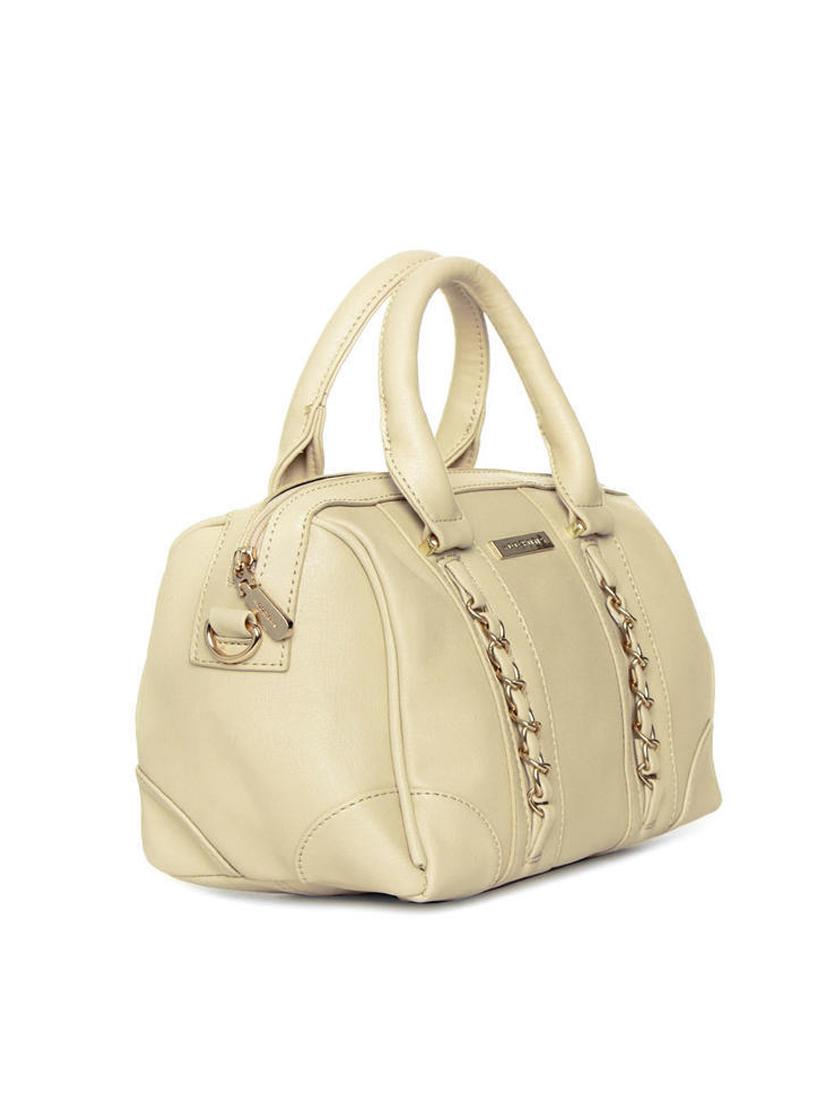 beige synthetic leather handbag with sling - 12203214 - Standard Image - 4