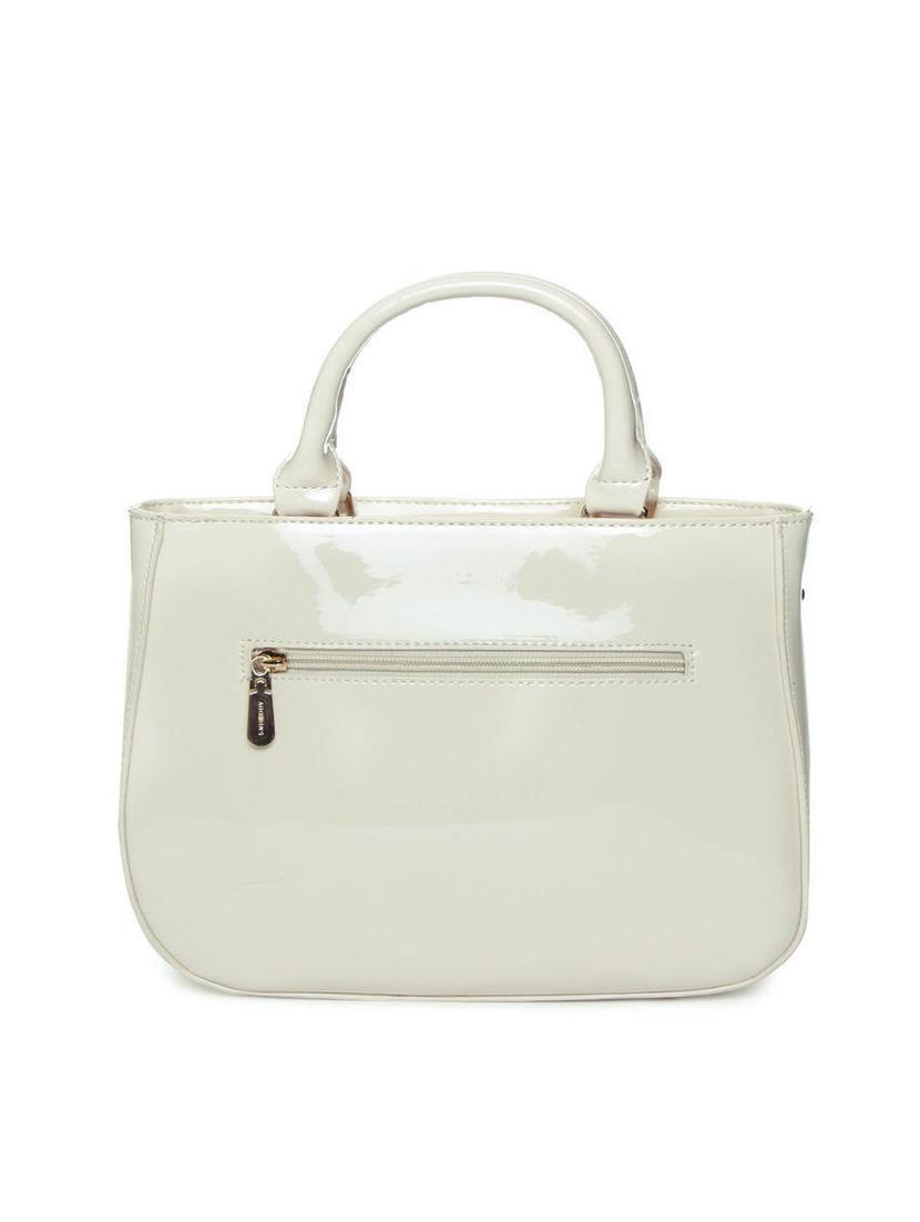 white synthetic leather handbag with sling - 12203216 -  Standard Image - 1