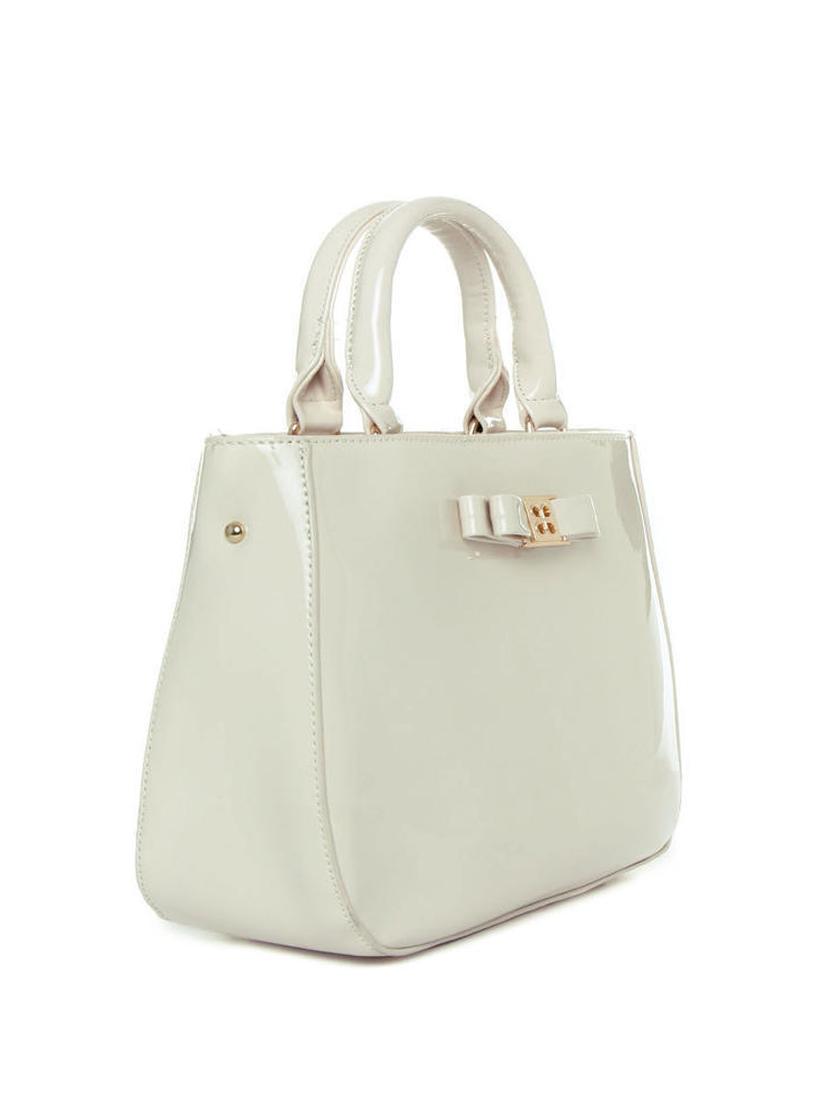 white synthetic leather handbag with sling - 12203216 - Standard Image - 4