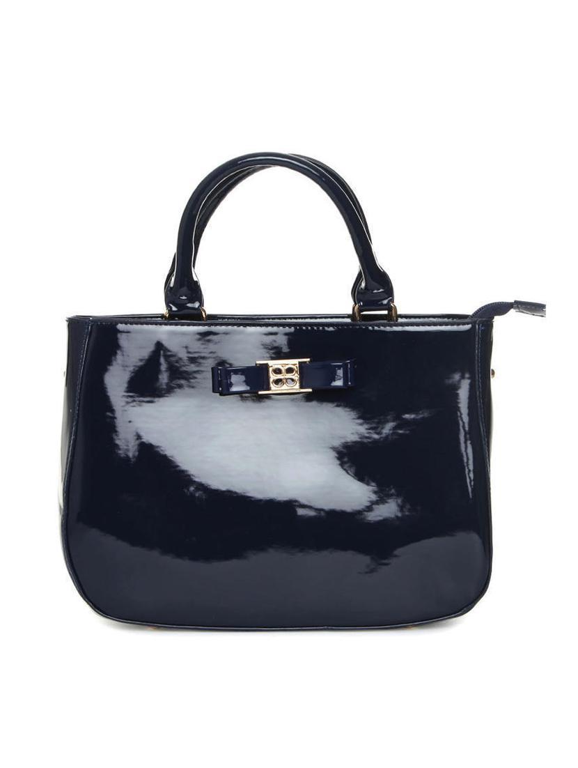 blue synthetic leather handbag with sling - 12203217 - Standard Image - 1