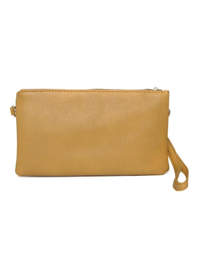 brown synthetic leather clutch - 12203230 - Standard Image - 1