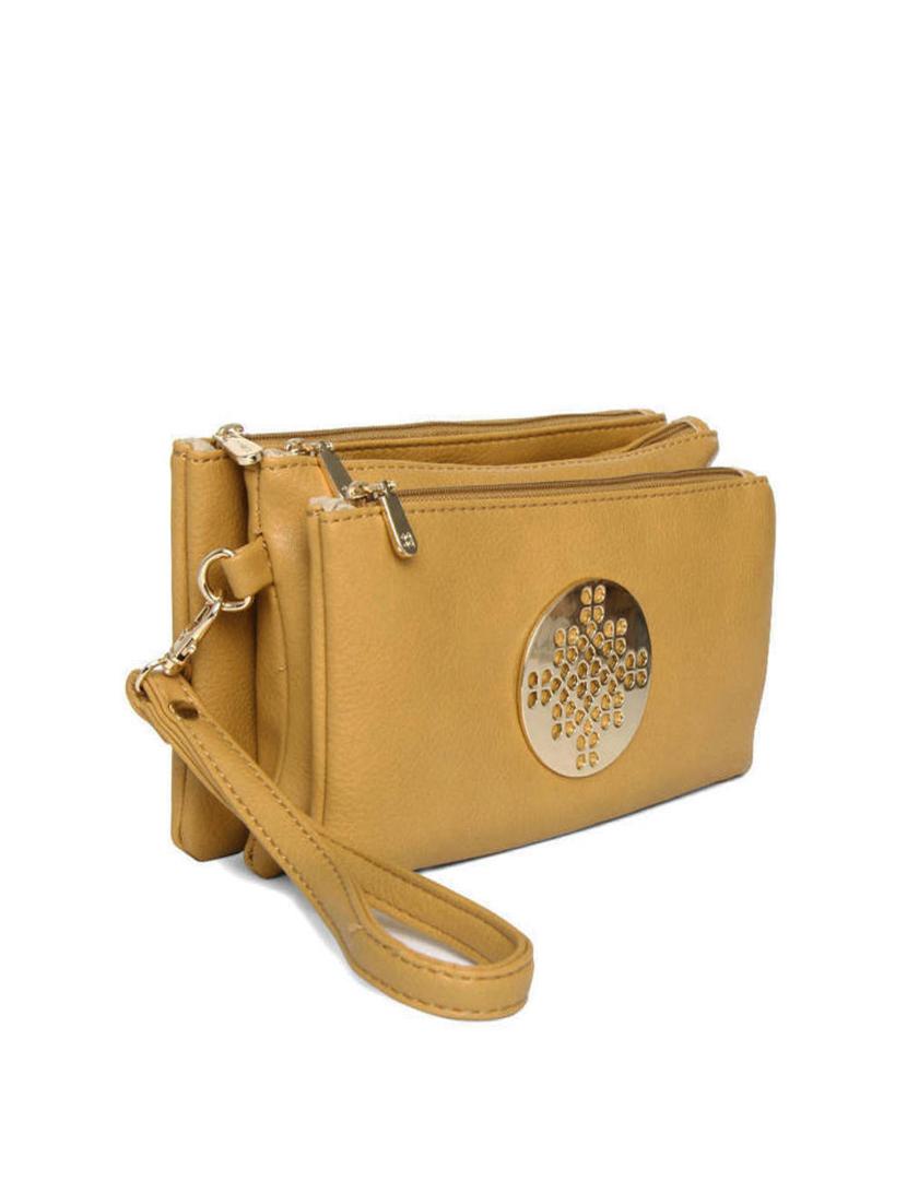 brown synthetic leather clutch - 12203230 - Standard Image - 4