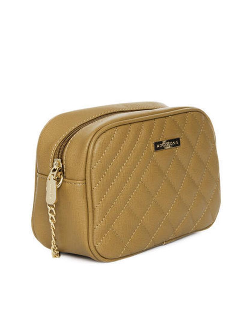 brown quilted synthetic leather sling bag - 12203362 - Standard Image - 4